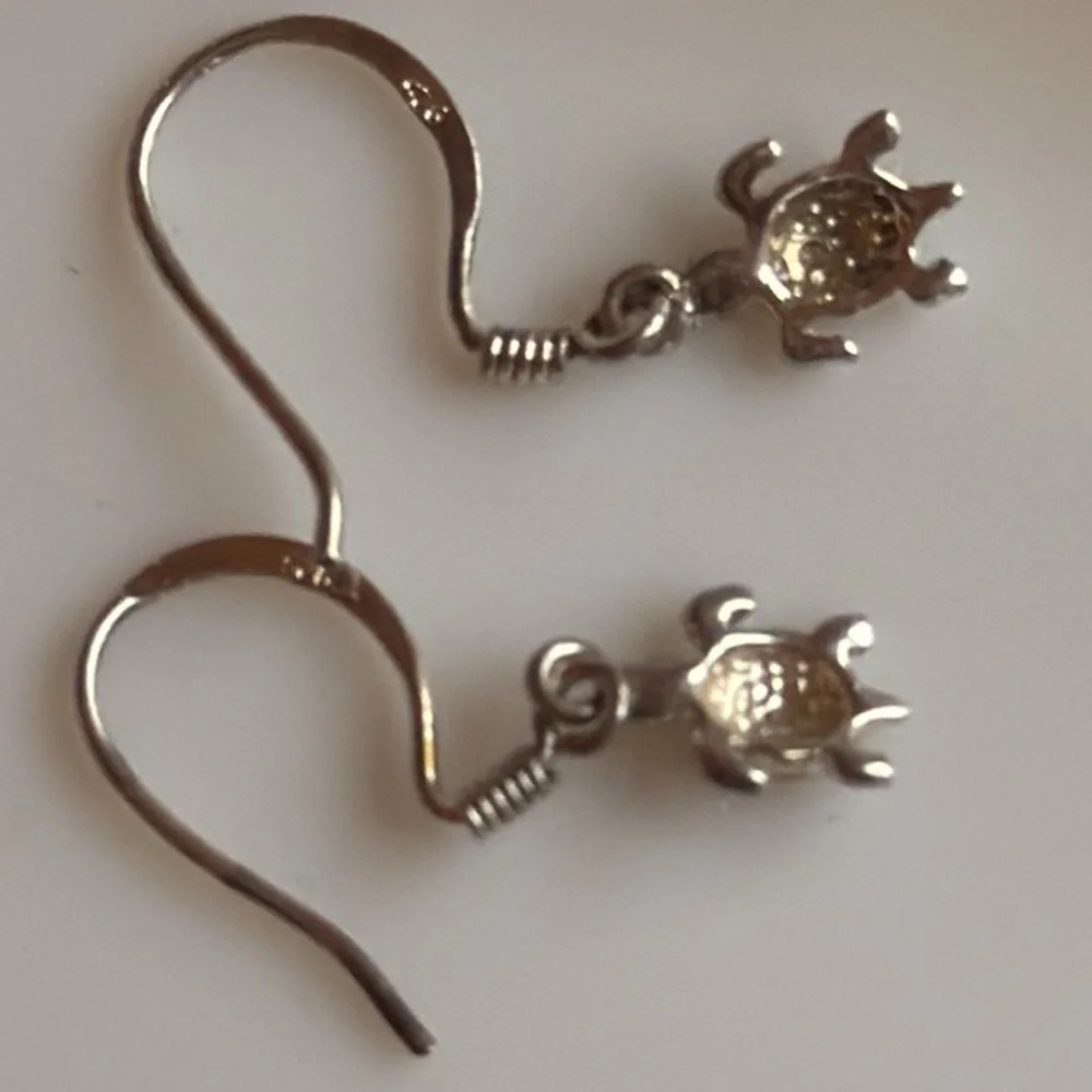 Sterling 925 Silver Turtle Earrings - Picture 5 of 5